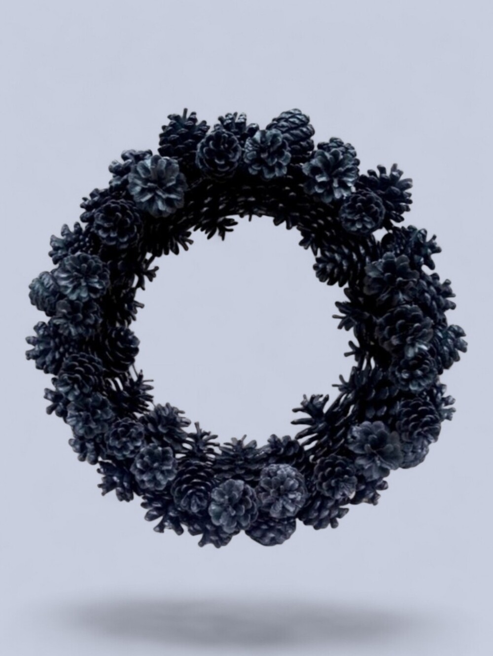 Handmade Black Painted Pinecone Wreath